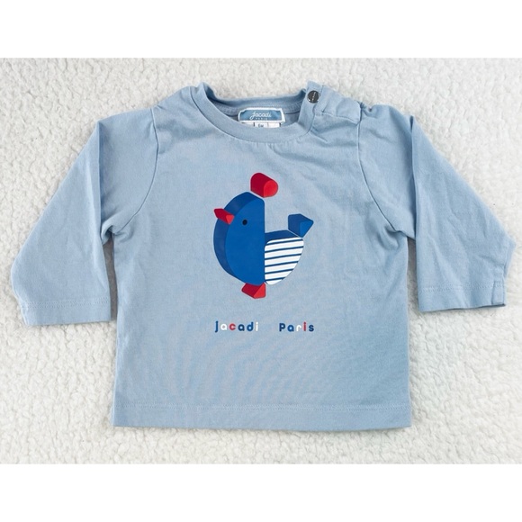 JACADI PARIS • Light Blue French Tricolor Rooster Long Sleeve Shirt - Picture 5 of 10